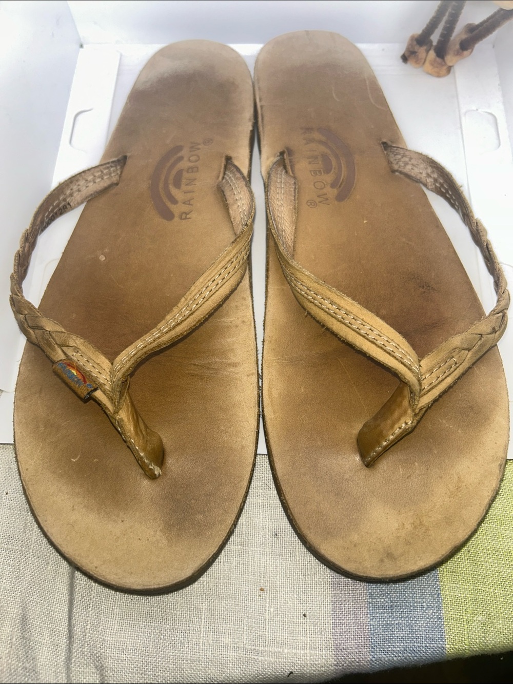 Rainbow Leather Sandals in Brown-Tan size 8.  Worn twice.